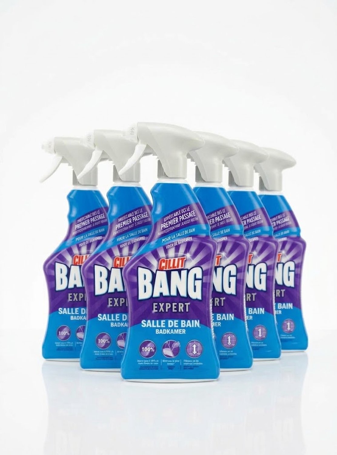 6 x Cillit Bang – Schoonmaakspray – Badkamerreiniger – 750 ml - Bulkverpakking - Badkamerreiniger spray - Douchemop - Anti-kalk badkamerspray