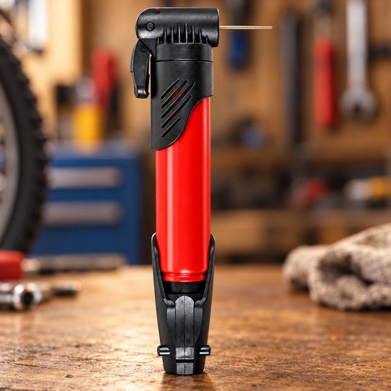 Compacte Fietspomp en Ballenpomp - Handpomp voor Fiets, Bal en Luchtbed - Rood / Zwart — afbeelding 3