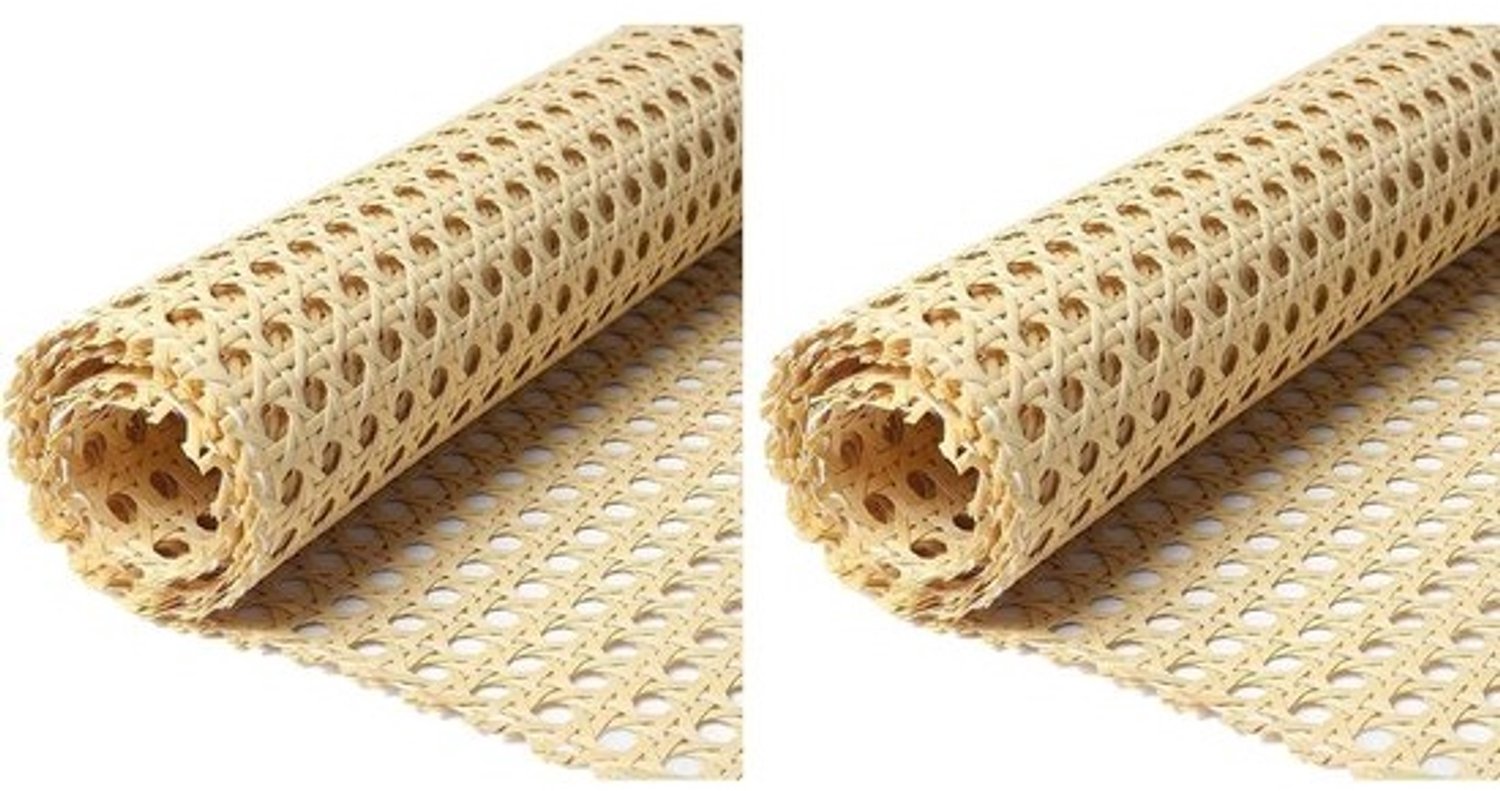 Rollen van imitatie-rieten webbing - Natuurlijke meubelband - Voor het bekleden van meubels - Van duurzaam PE-materiaal - 2 rollen van 203 cm - Imitatie