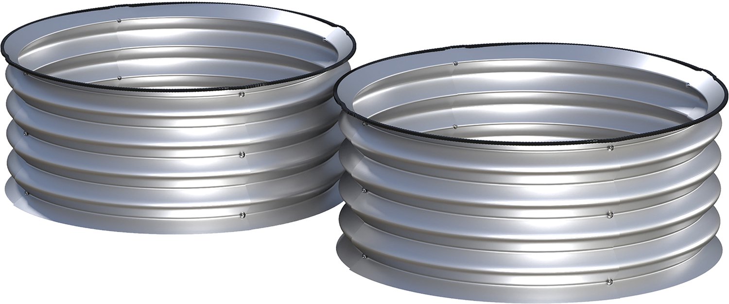 Sunona Modulair verhoogd plantenbed - 2-delige set - Van verzinkt metaal - Ø60 x 30 cm - Zilver