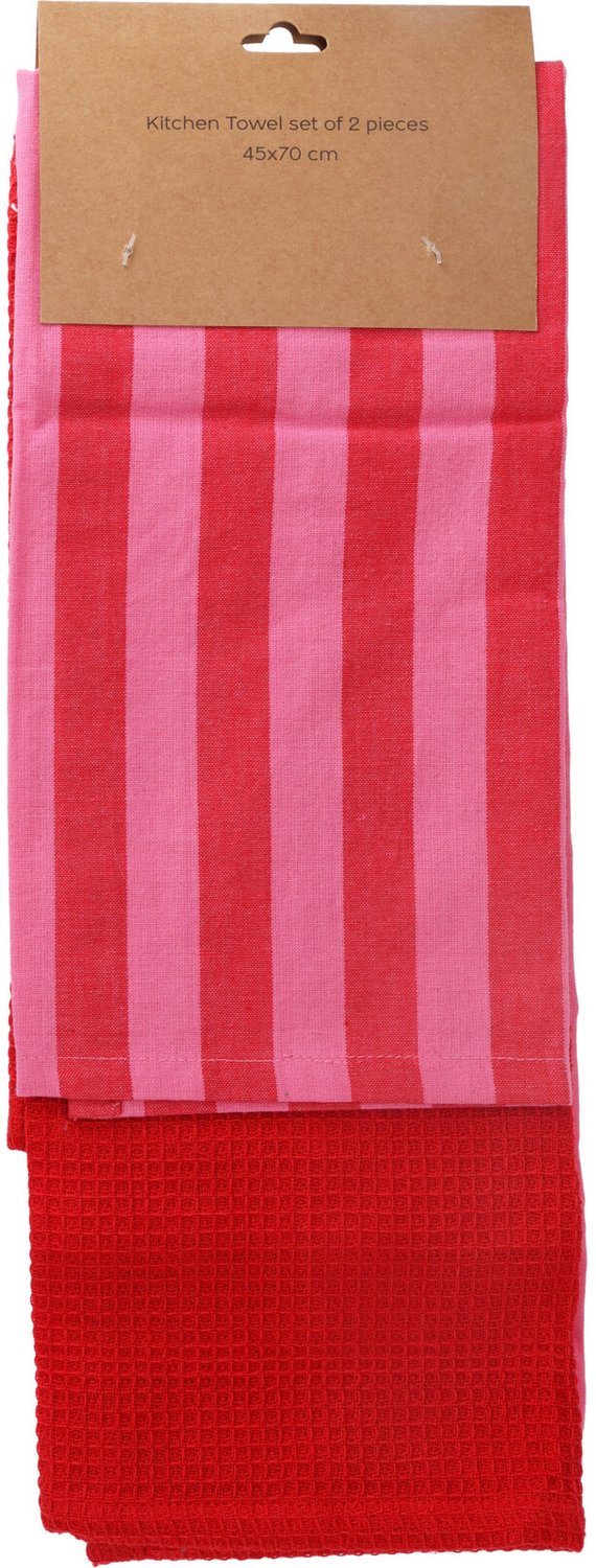 EH Excellent Houseware - Keukenhanddoeken set TELA, 2 stuks, katoen - rood