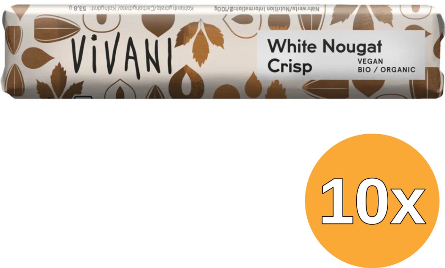 10x Vivani Chocolate To Go White Nougat Crisp Vegan Bio (35 gr)