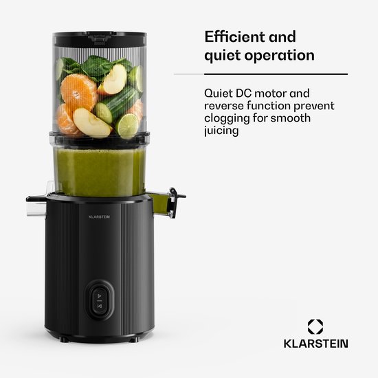 Klarstein, Wavyn, Slowjuicer, krachtige 300 W koudpers-slowjuicer, 130 mm brede vulschacht, 55 rpm, BPA-vrije onderdelen van Klarstein — afbeelding 2