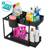 Syver Gootsteenkast Organizer - Keukenkast Organizer - In hoogte verstelbaar - 2 uitschuifbare lades - Gootsteenkast - Inclusief microvezeldoekjes