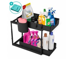 Syver Gootsteenkast Organizer - Keukenkast Organizer - In hoogte verstelbaar - 2 uitschuifbare lades - Gootsteenkast - Inclusief microvezeldoekjes