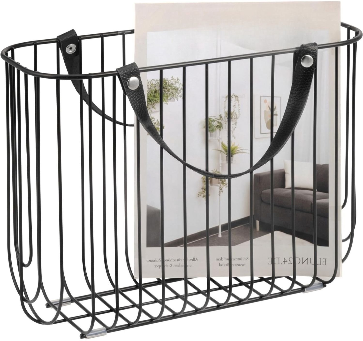 Krantenbak - Lectuurmand - Krantenmand Metalen krantenhouder - Zwart