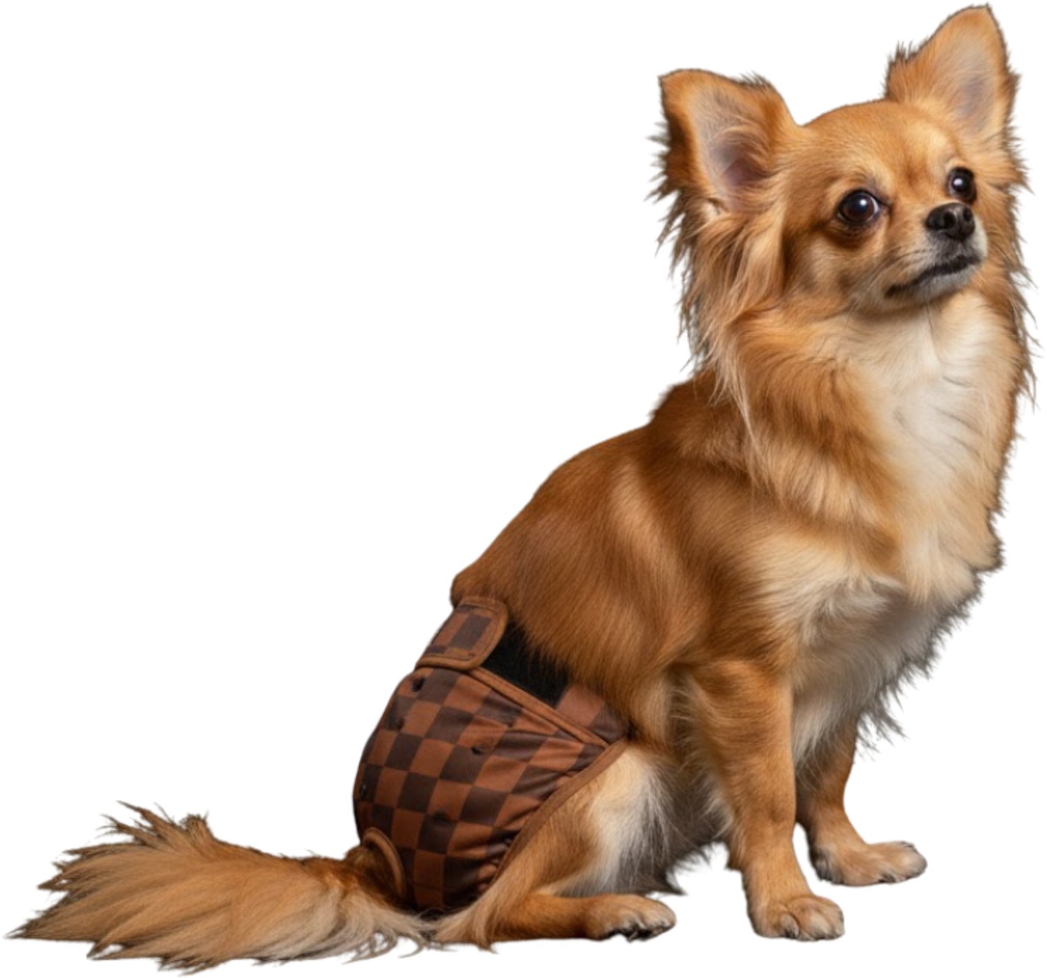 Sharon B - Loopsheidbroekje bruine blokjes - maat XS - Bij loopsheid, incontinentie bij teefjes - Hondenluier - Voor hele kleine honden - taille 14-21 cm