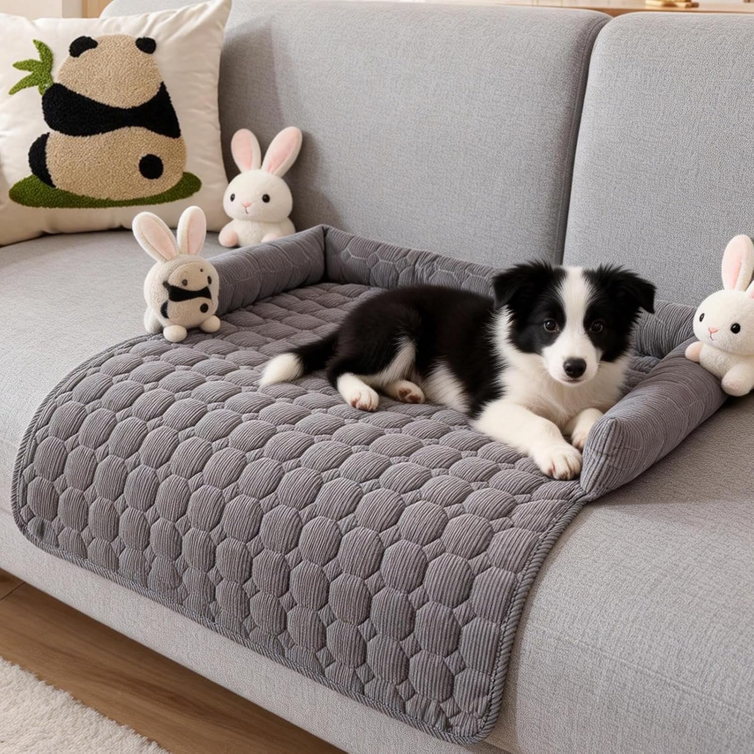 YAGXIG Kattenmand / Hondenmand / Beschermhoes voor huisdiersofa / Hondendeken / Wasbare antislipmat / Groot orthopedisch bed - 75 x 75 cm - Donkergrijs