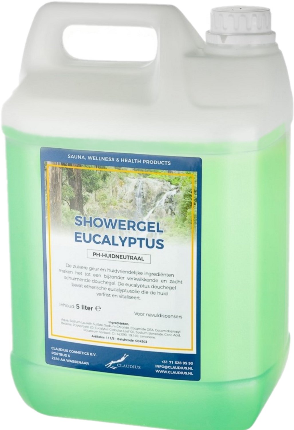 Claudius Douchegel Eucalyptus 5 liter - showergel - navulling - voordeelverpakking