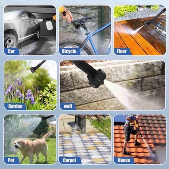Hogedrukreiniger - Terrasreiniger - Waterpistool - Draadloze - Elektrische - 20000mAh Accu - 65 Bar - 6-in-1 Spuitpistool - Pressure Washer - Borstelloze - Autowasser en Tuinreiniger – Inclusief 1x Accu — afbeelding 2