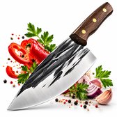 Kiremo Koksmes 18,5 cm – Chefmes & Keukenmes – Breed RVS Lemmet – Houten Handvat – Voor Vlees & Groenten