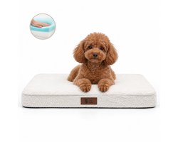 Pet Perfect BonoBed Bench Orthopedisch Hondenkussen - Memory Foam - Wasbaar Hondenbed - Benchkussen - Waterafstotende Binnenhoes - 76x51 cm - M - Bouclé Beige