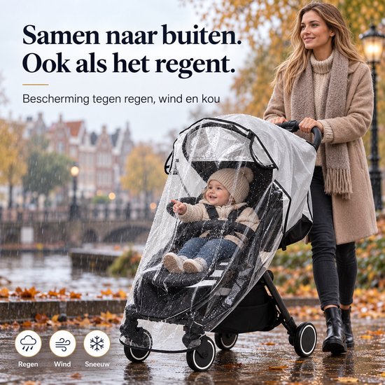 Clerby - Regenhoes Kinderwagen Universeel - Wandelwagen - Buggyhoes - Waterdicht - Transparant — afbeelding 2