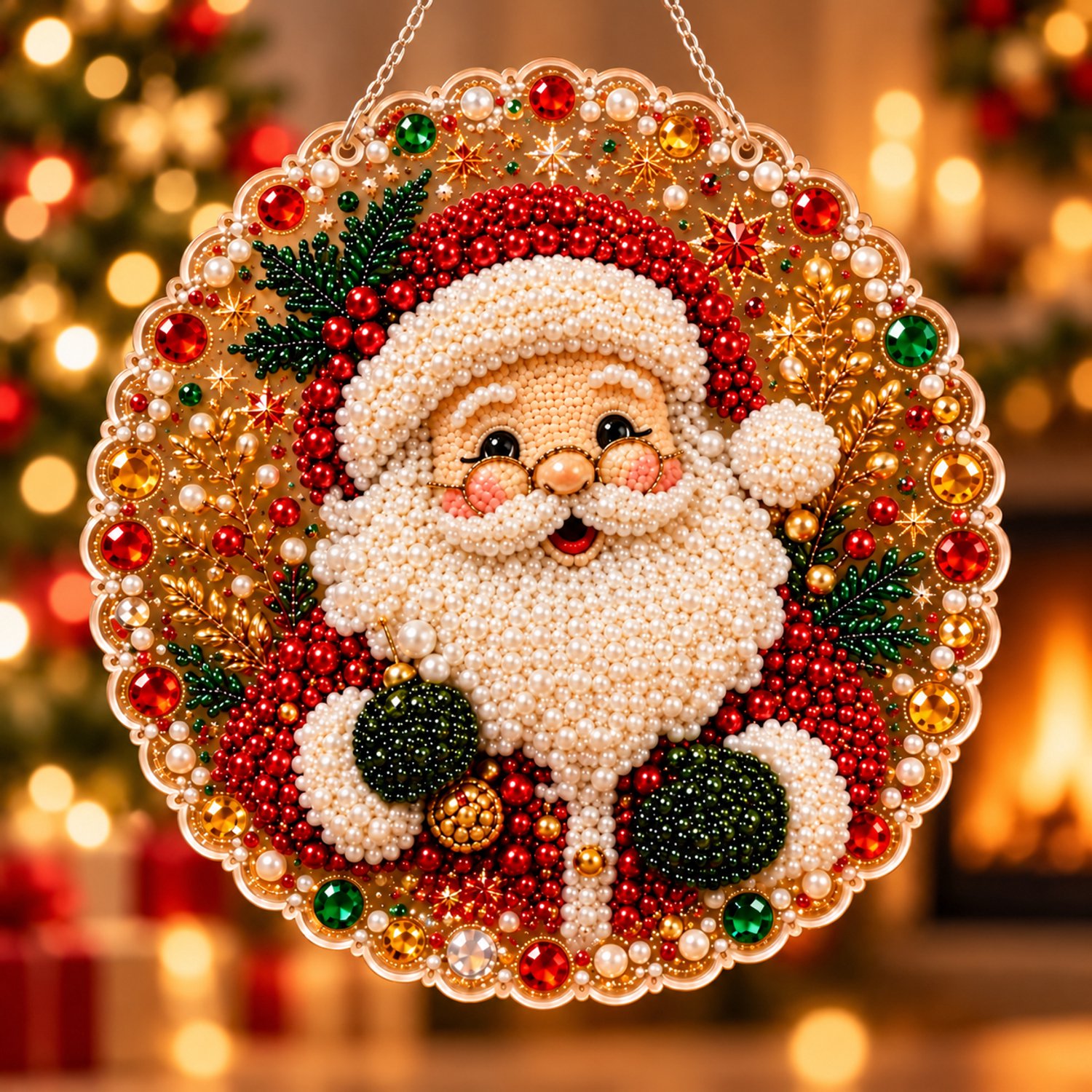Diamond Painting Kerstman - Kerst Parel Diamond Painting - DIY Kerst Decoratie - Creatieve Knutselset voor Volwassenen & Kinderen - Muurdecoratie