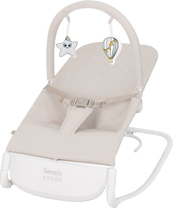 Lionelo Vinci Elektrische Wipstoel – Babywipstoel vanaf Geboorte – 3 Snelheden – Bewegingssensor – 3 Standen Rugleuning – Ultra Quiet 30 dB – Timer 30/60 min – Rocking Lock – Natuurgeluiden & Melodieën – 3-Puntsgordel – EasyWash Cover – USB-C — afbeelding 4