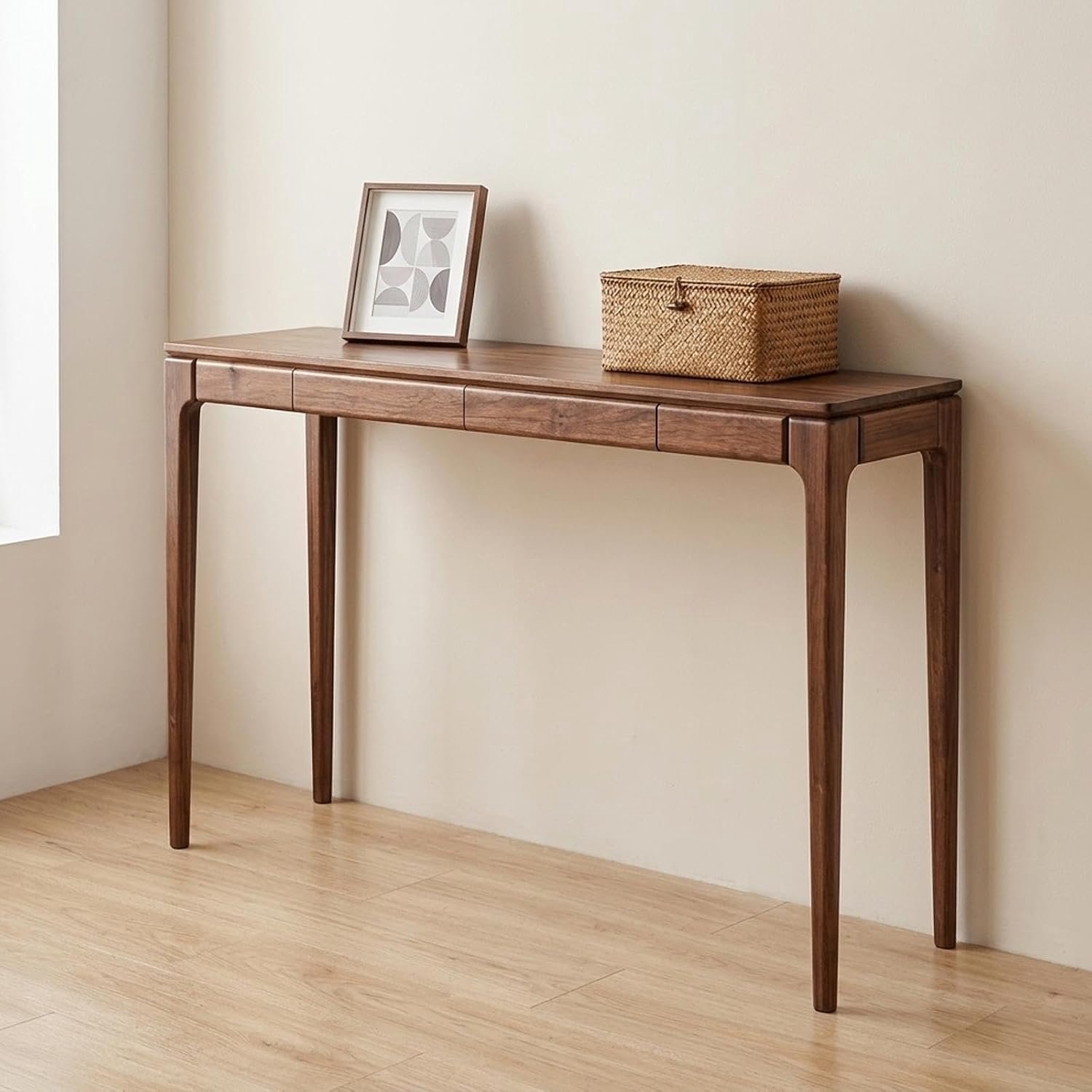 Smalmeubel Nova – Massief Houten Consoletafel met Lade voor Hal, Gang en Woonkamer 140 × 19 × 41 cm