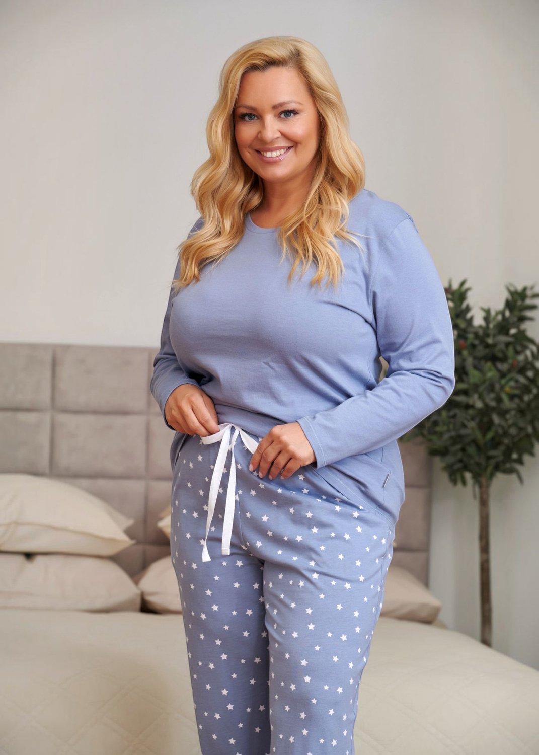 Doctor Nap Katoenen Pyjama Dames Plus Size Stardust PB.7555 40 / Lichtblauw