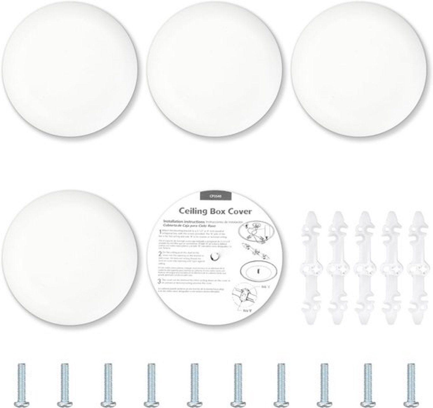 5 ronde plafondafdekplaten - 13,6 cm - overschilderbare afdekking voor elektrische dozen