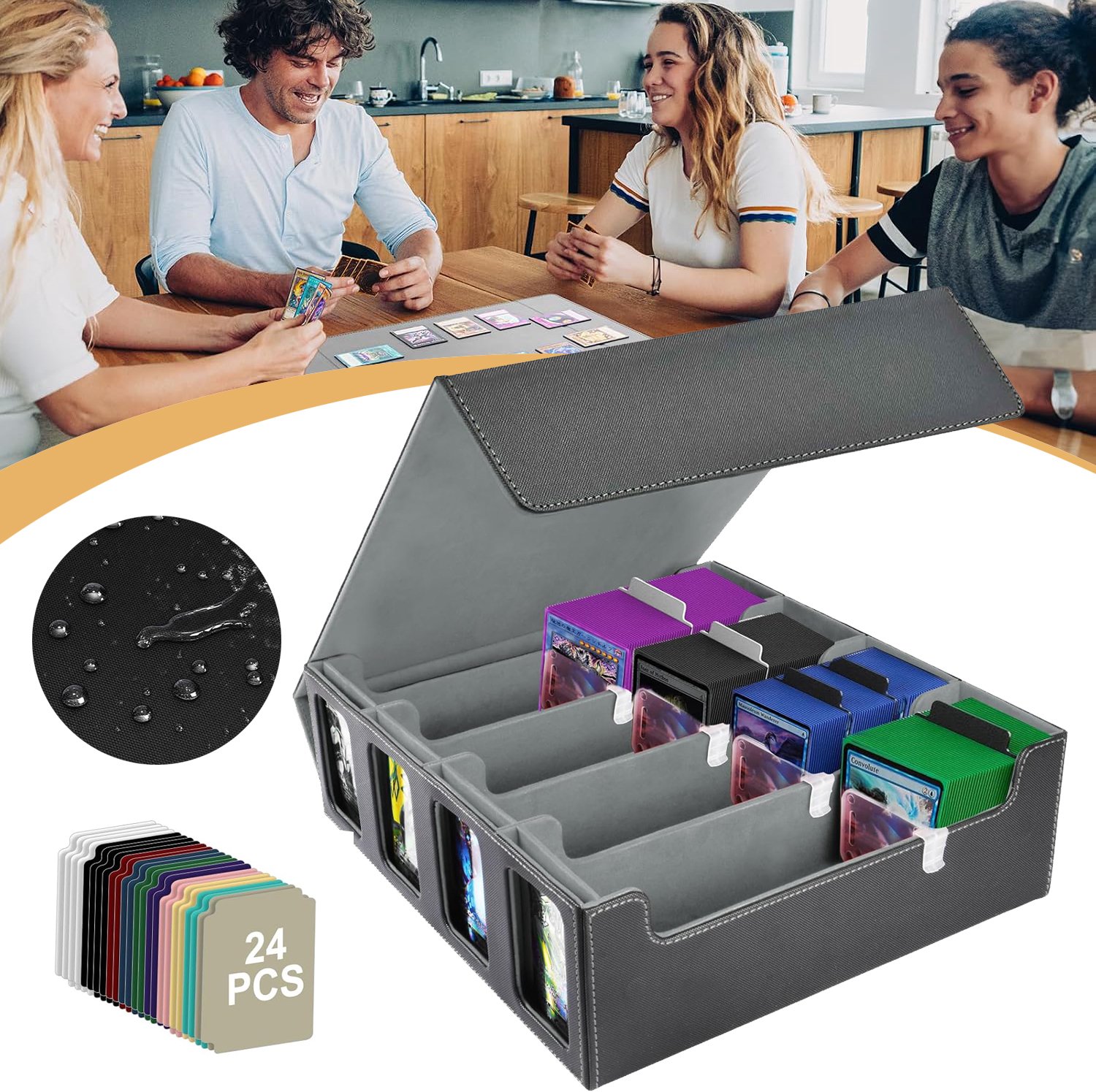 MTG-Deckbox - Kaartenopbergdoos - Kaartendoos Met Vier Rijen - Opbergdoos Voor Ruilkaarten - Kaarthouder Met Magneetsluiting