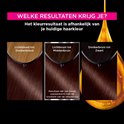Grafiek die kleurresultaten toont voor verschillende natuurlijke haarkleuren, van lichtblond tot zwart.