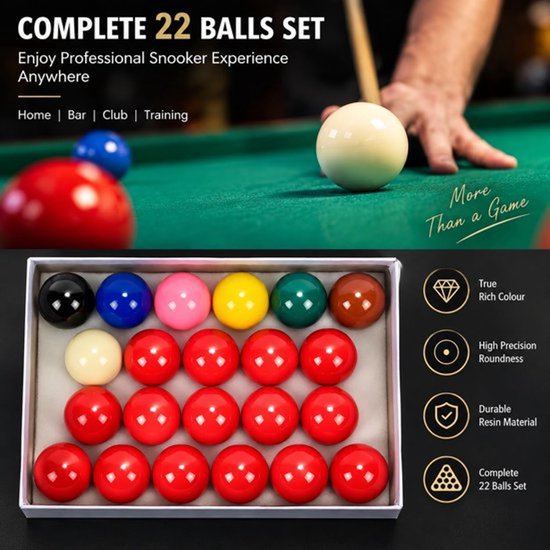 Snookerballenset 22 Stuks - Diameter 52,5 mm - Kunsthars - Unisex - Biljart Accessoire — afbeelding 4