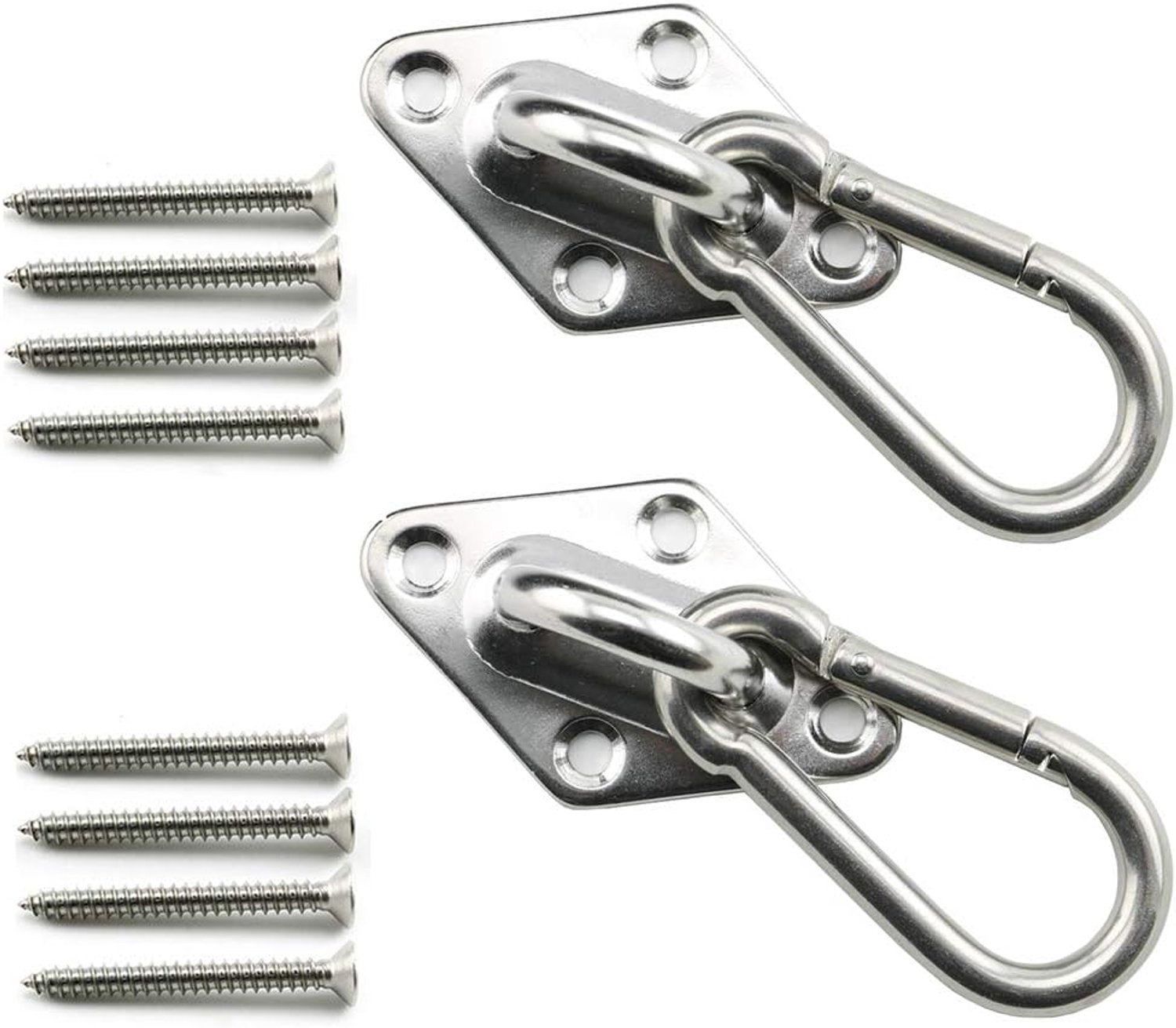 2 Set M8 Suspension Plafond Wandmontage U Haak Anker Hanger Rvs Heavy Duty Multifunctionele Hangmat Swing Plafond Haak Ruitvormige Basisplaat met Snap Haak