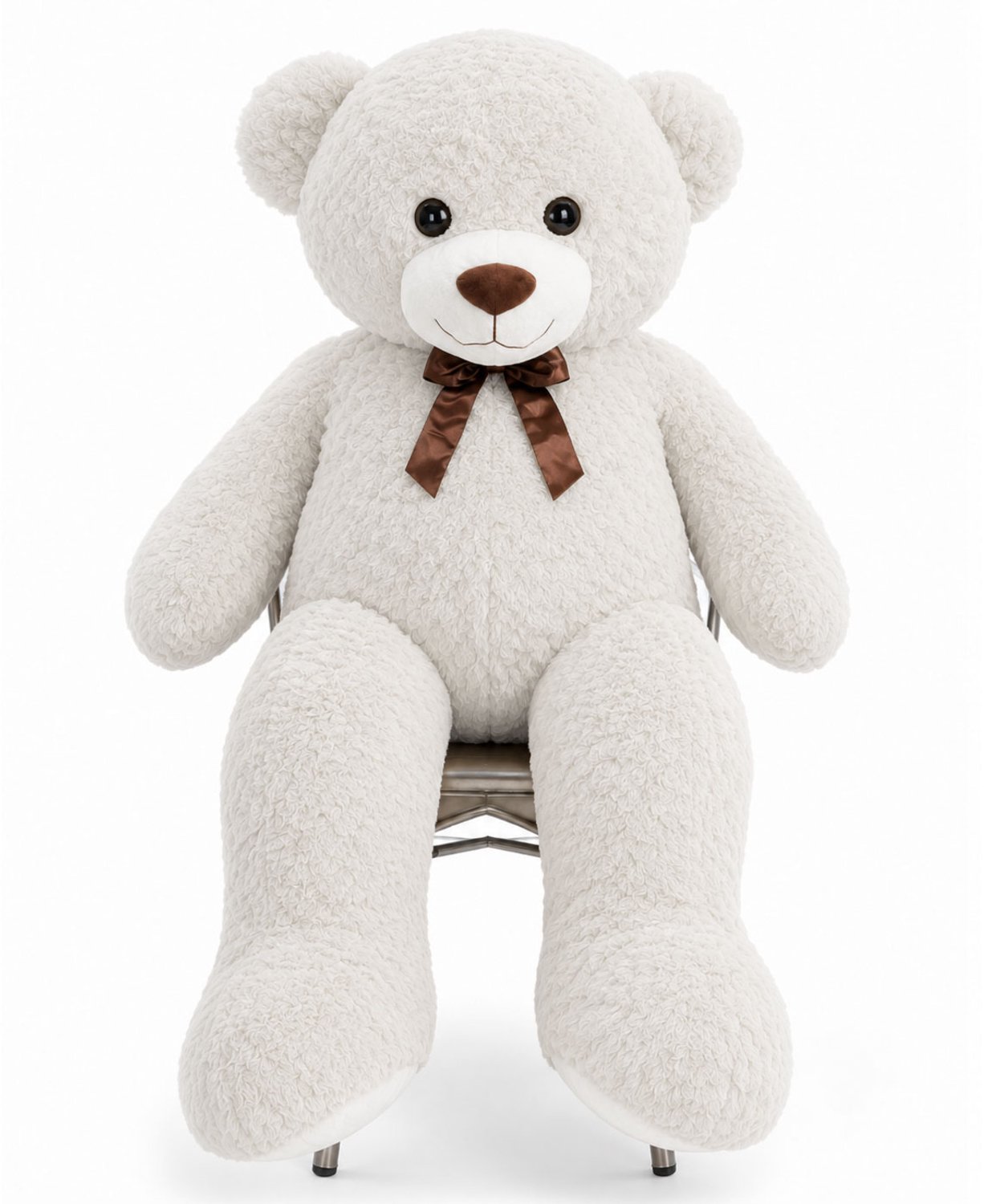 YellowPack XXXL Knuffel beer 150 cm Wit - Grote Teddybeer met strik - Mega Knuffelbeer - Zacht Pluche