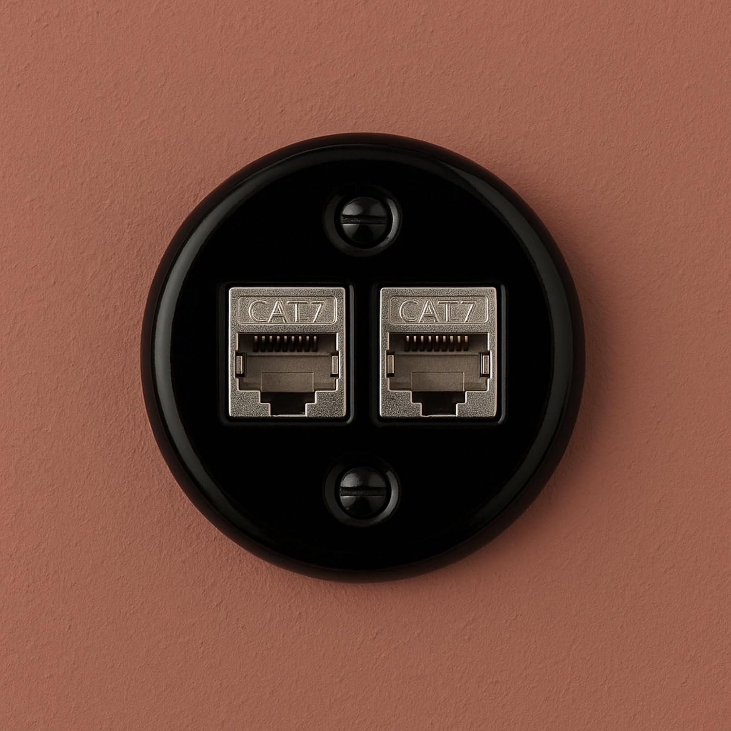 netwerkdoos 2-voudig - retro porselein - zwart - ideale zichtbare installatie - ServiceTopper