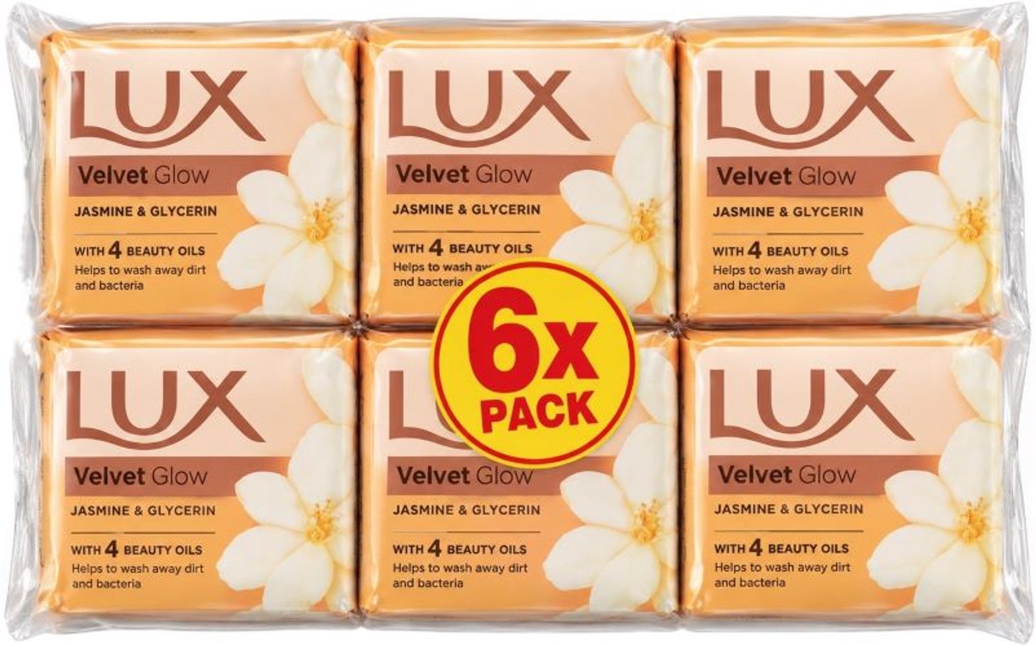 Lux Zeep - Velvet Glow - Jasmine & Glycerin - Voordeelverpakking 6 stuks