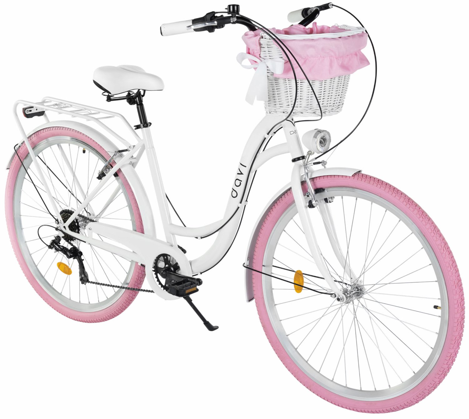 Davi Emma – Stadsfiets – 28 inch – 7 versnellingen – Shimano – V-brake – Lage instap – Wit/Roze