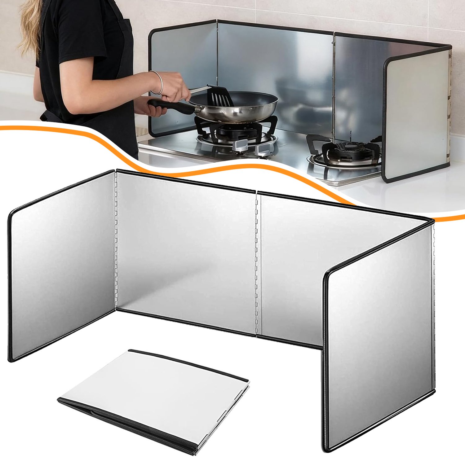 4-Zijdige Spatbescherming - Spatscherm Van Roestvrij Staal - Oliespatschermen Backsplash - Opvouwbare Spatbescherming Voor Koken