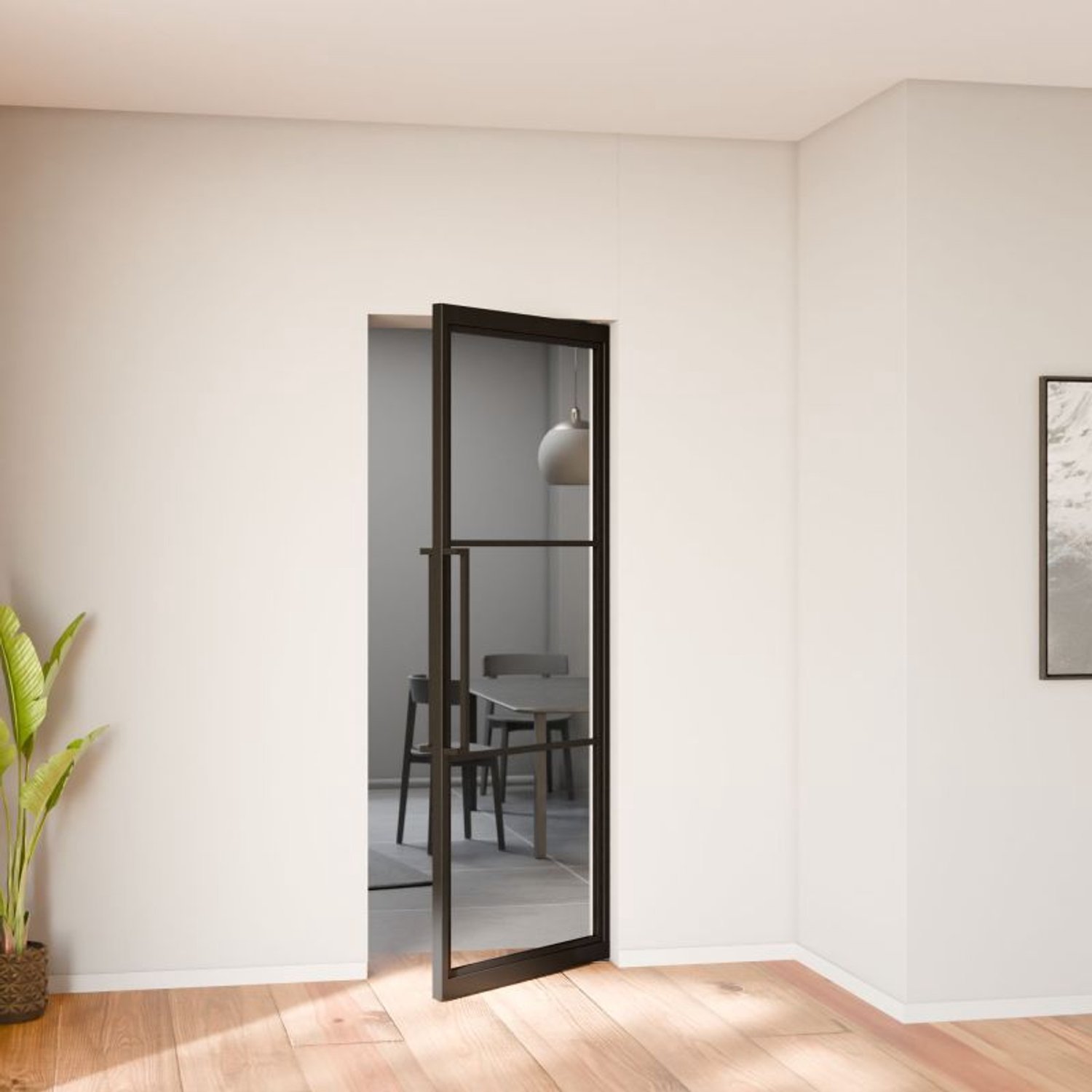 Schulte Complete Glazen Binnendeur -zwaaideur - Vitré - 83x211 - Zwart - Helder - 3 Vakken