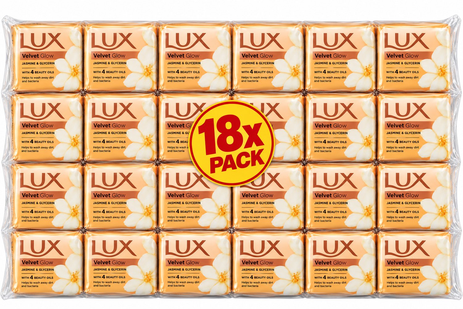 Lux Zeep - Velvet Glow - Jasmine & Glycerin - Voordeelverpakking 18 stuks