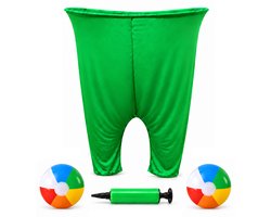 Ulisem - Buitenspel - Reuzenbroek Vangspel voor Volwassenen - Tuinspel & Partyspel - Gezelschapsspel met Stuiterballen en Luchtpomp - 100 x 80 cm - Groen