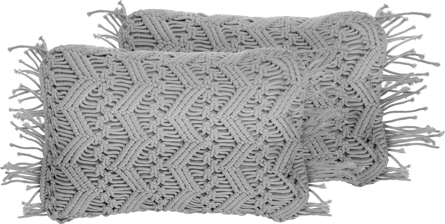Beliani KIRIKKALE - Sierkussen set van 2 - Lichtgrijs - 30 x 45 cm - Katoen