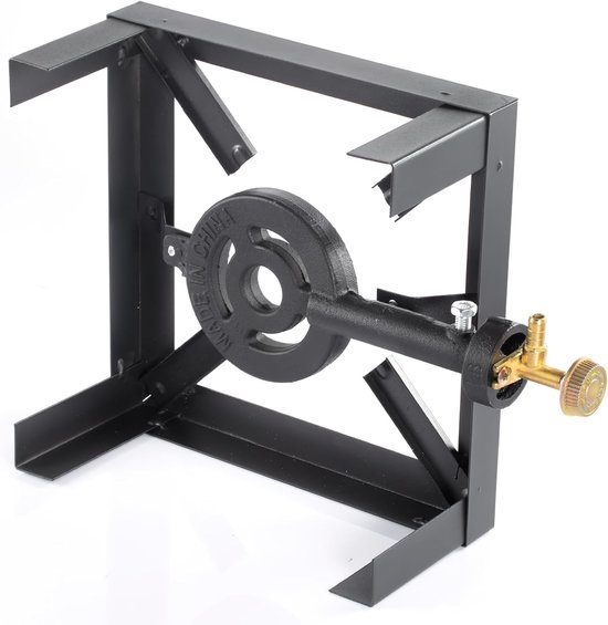 Gietijzeren Gasbrander - 6800W - Stevig en Duurzaam - voor Kamperen en Buiten Koken - 24.5 × 24.5 × 11 cm — afbeelding 3