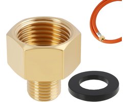 LPG Gas Adapter 1/2" R X 1/4" Lks voor Gasfornuis, Koper Aansluitingen, Gas Slang Connector voor Kamperen en Buiten koken - Inclusief Dichting, Duurzaam en Veilig