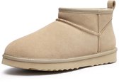 Homaxy - Dames Snowboots - suède Boots - Warme winterschoenen dames - Antislip Dunne zool - Verdikte voering van imitatiewol - Bananenbruin - 36 - Geschikt voor voetlengte van 21.84cm