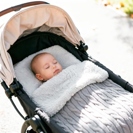 Winterse babywikkeldeken (0-12 maanden) - Unisex warme slaapzak/wikkeldeken voor pasgeborenen (grijs) — afbeelding 5
