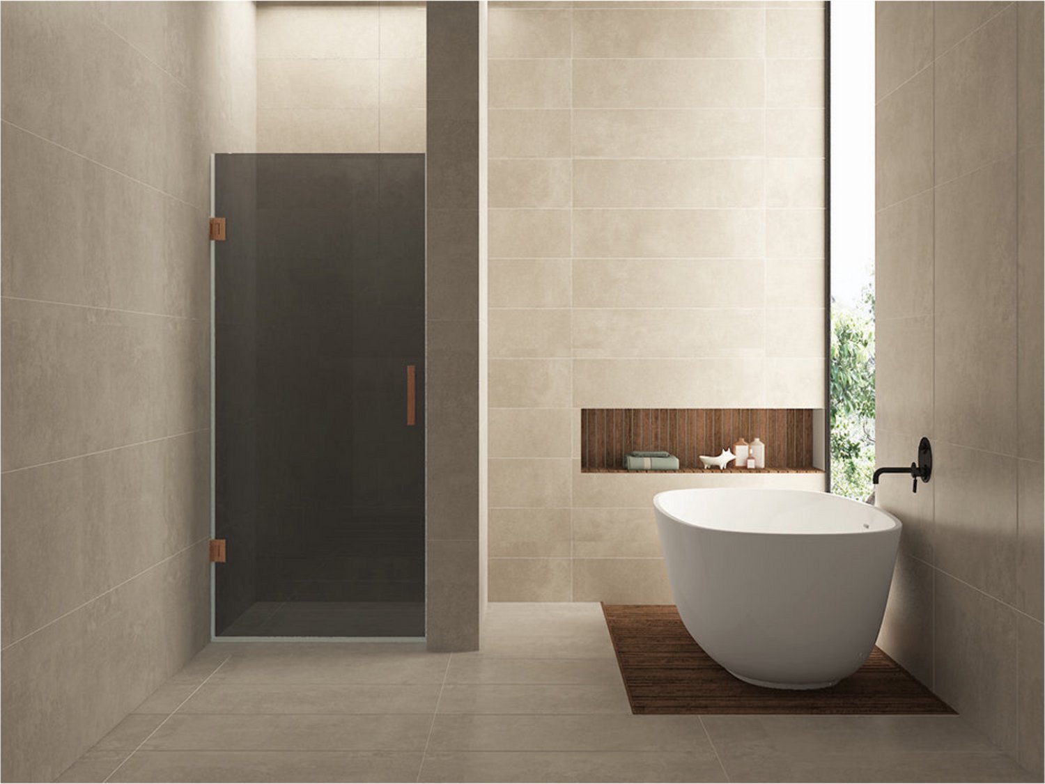 Wiesbaden Less Nisdeur 70 x 200 cm Rookglas - Geborsteld Brons Koper