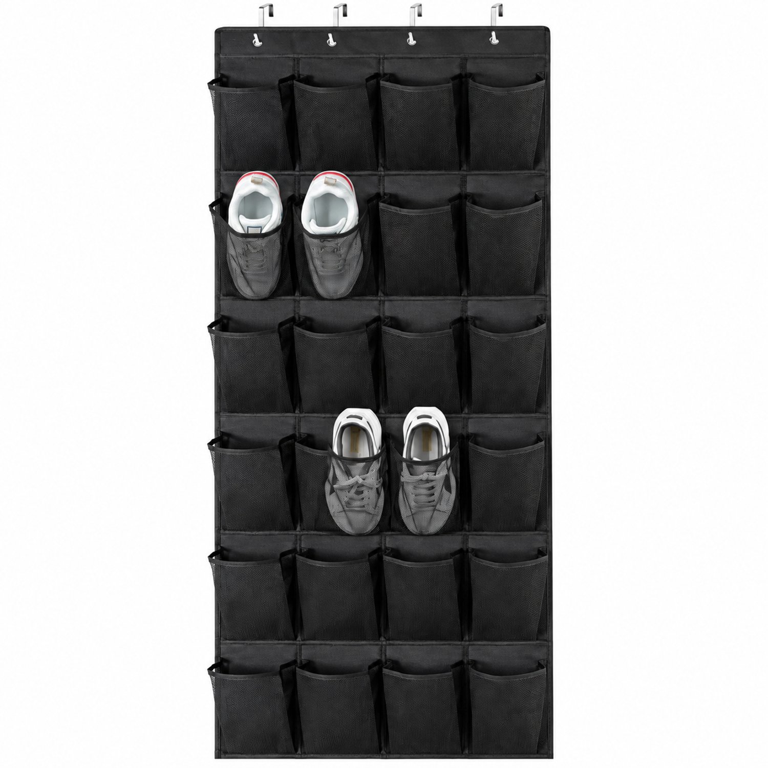 Lifhelpe Hangende Schoenenorganizer Voor Deur 56 × 150 cm, 24 Vakken, Niet-Geweven Stof, Metalen Haken, Zonder Boren, Voor Schoenen en Kleine Spullen
