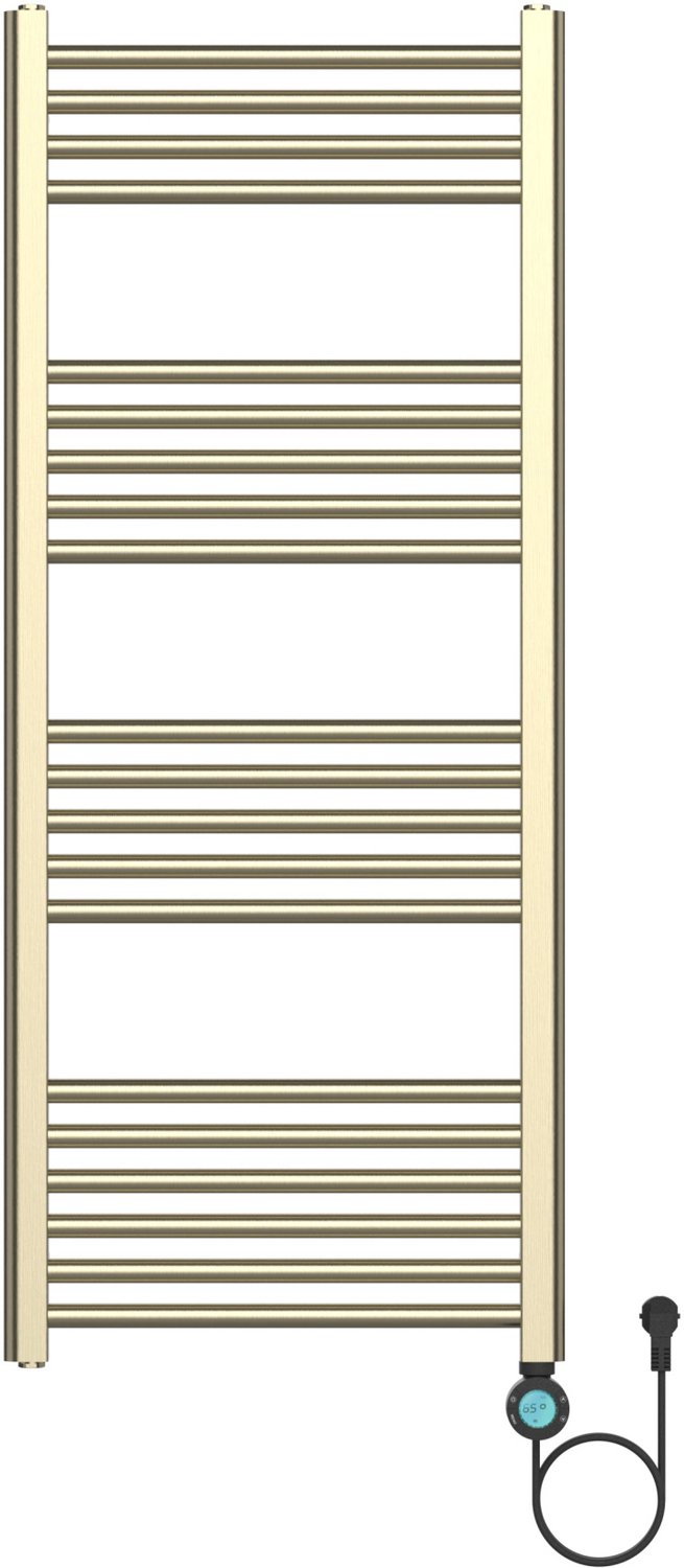 BELRAD elektrische radiator 1200x500 mm – 700W – geborsteld goud – digitale thermostaat – Smart WiFi – aansluiting rechts