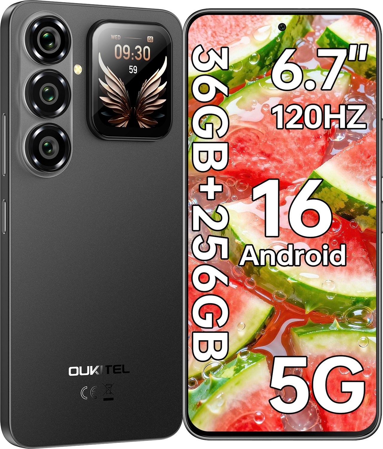 OUKITEL P2 PLUS 5G Smartphone 36GB RAM-256GB ROM-6.7 inch 120HZ FHD+-50MP Camera-Android16