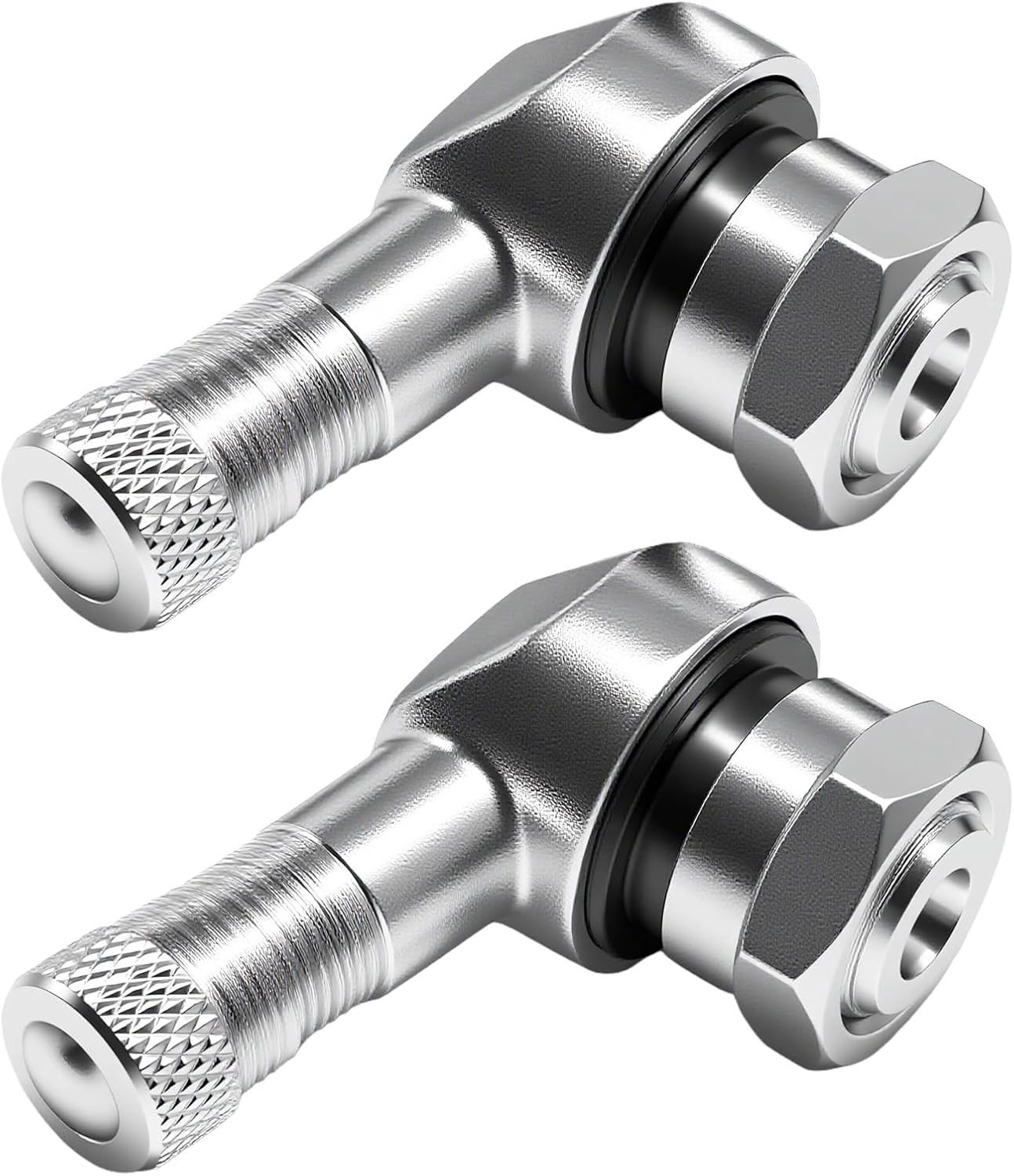 Set van 2 Motorfiets Ventielen met 90 Graden Hoek, Ventieladapter voor Tubeless Fietsen, Geschikt voor Aluminium Ventieldoppen met 1 cm Diameter