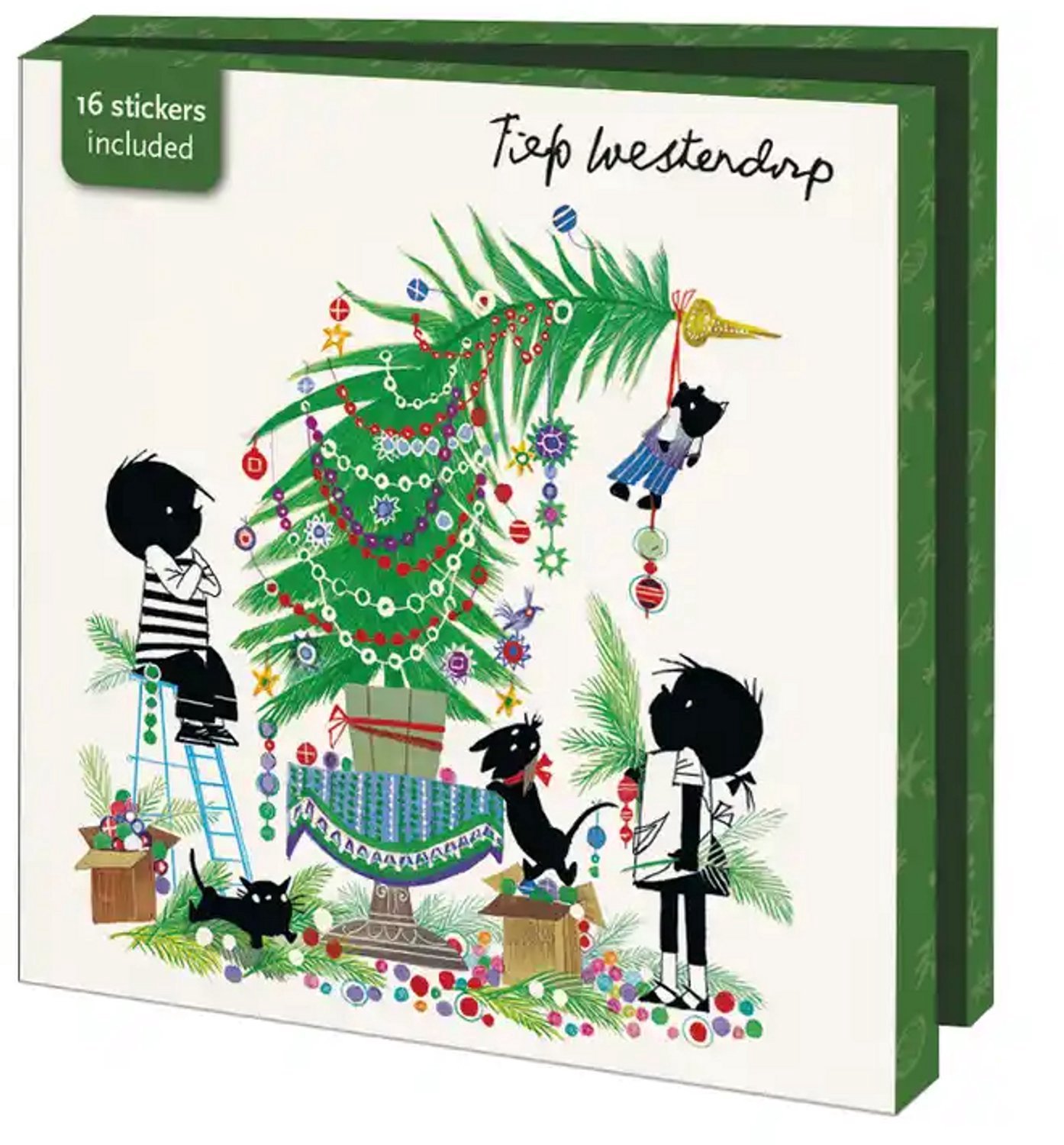 Bekking & Blitz - Kerstaartenmapje - Kunstkaarten - Inclusief enveloppen - Inclusief sluitzegels - Uniek design - Kerstman - Fiep Westendorp
