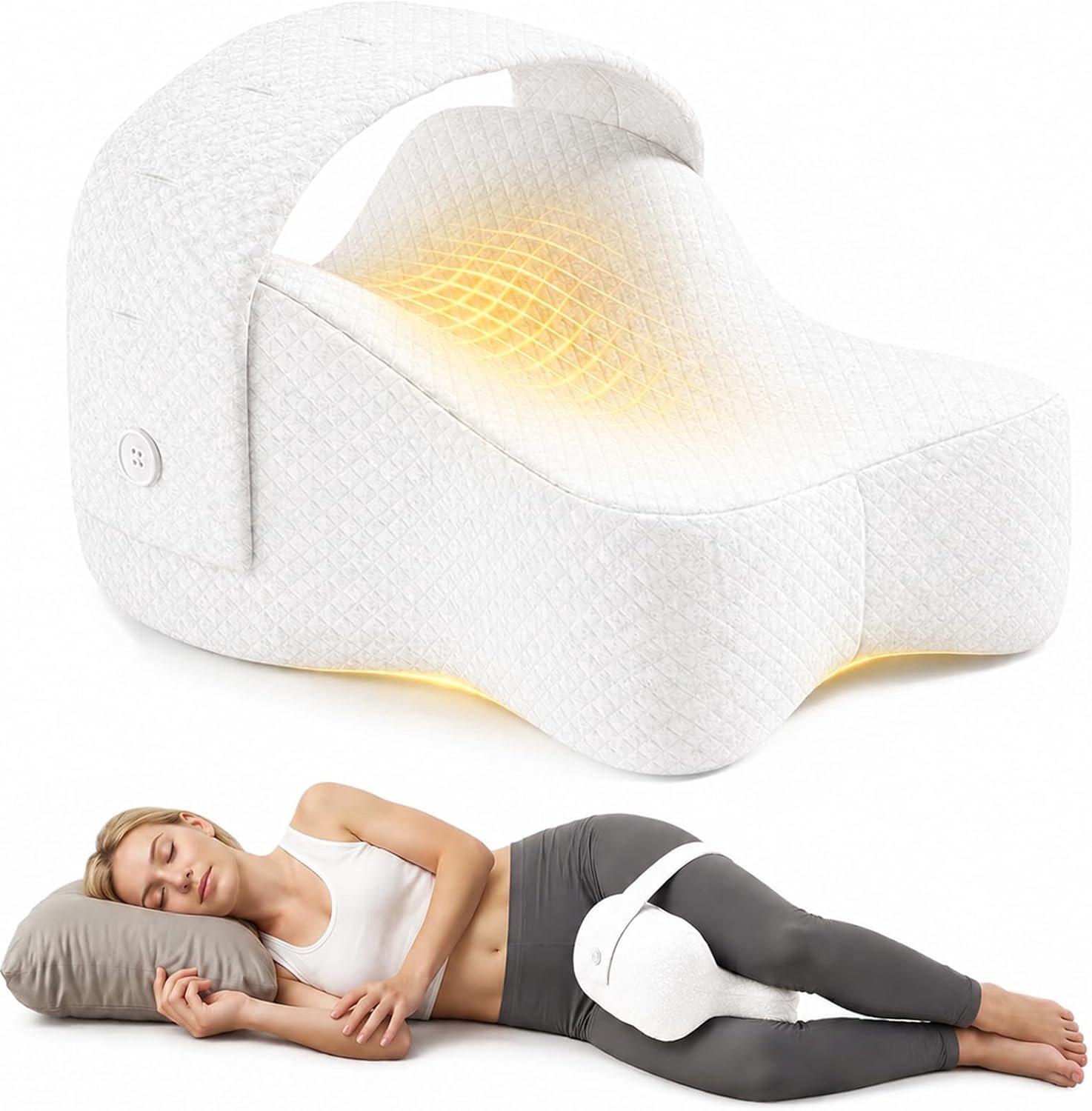 KZQ Kniekussen Voor in Bed - Zijslaapkussen - Beenkussen - Schootkussen - 35 x 25 x 15 cm - Orthopedisch kniekussen speciaal voor zijslapers - Wit