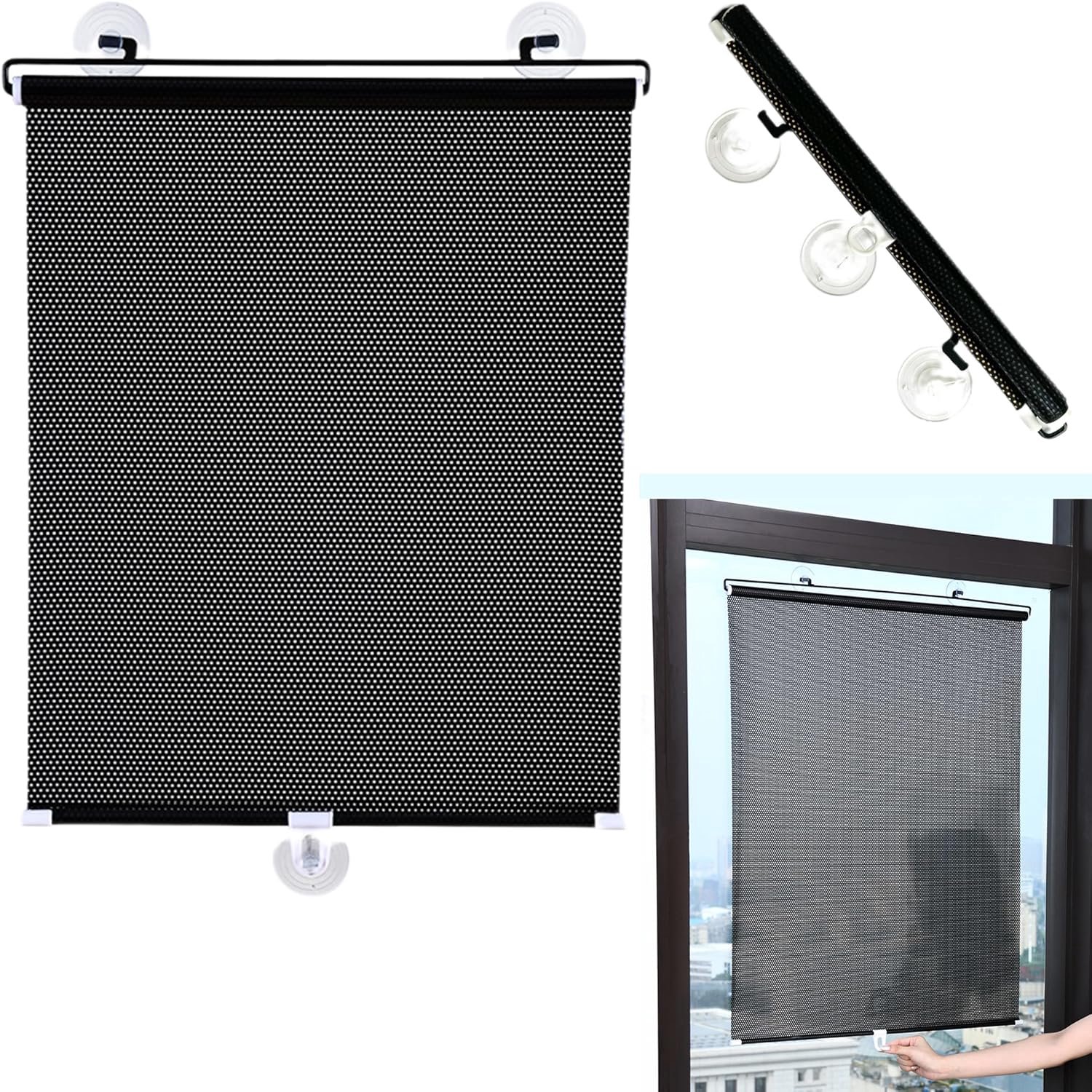 Blackout gordijn 40X120 CM - zwart PVC - zonder boren - privacy en zonwering - ShopVlot