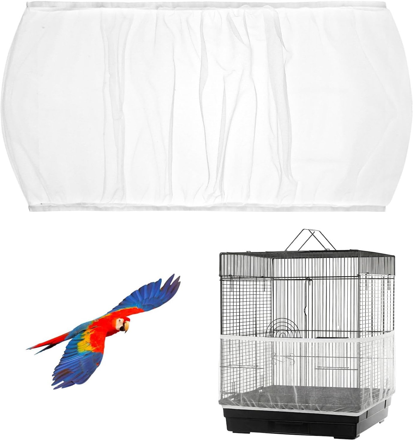 KZQ 2 Stuks Vogelkooihoes - Vogelkooiovertrek - Vogelkooi Spatscherm - Universele vogelkooihoes - voor vogelkooien met een omtrek van 120-180 cm - Maat L - Wit