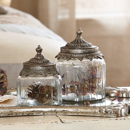 LOBERON Glazen pot set van 2 Laféline helder/zilverkleurig — cadeau in Wonen & Interieur - foto 7