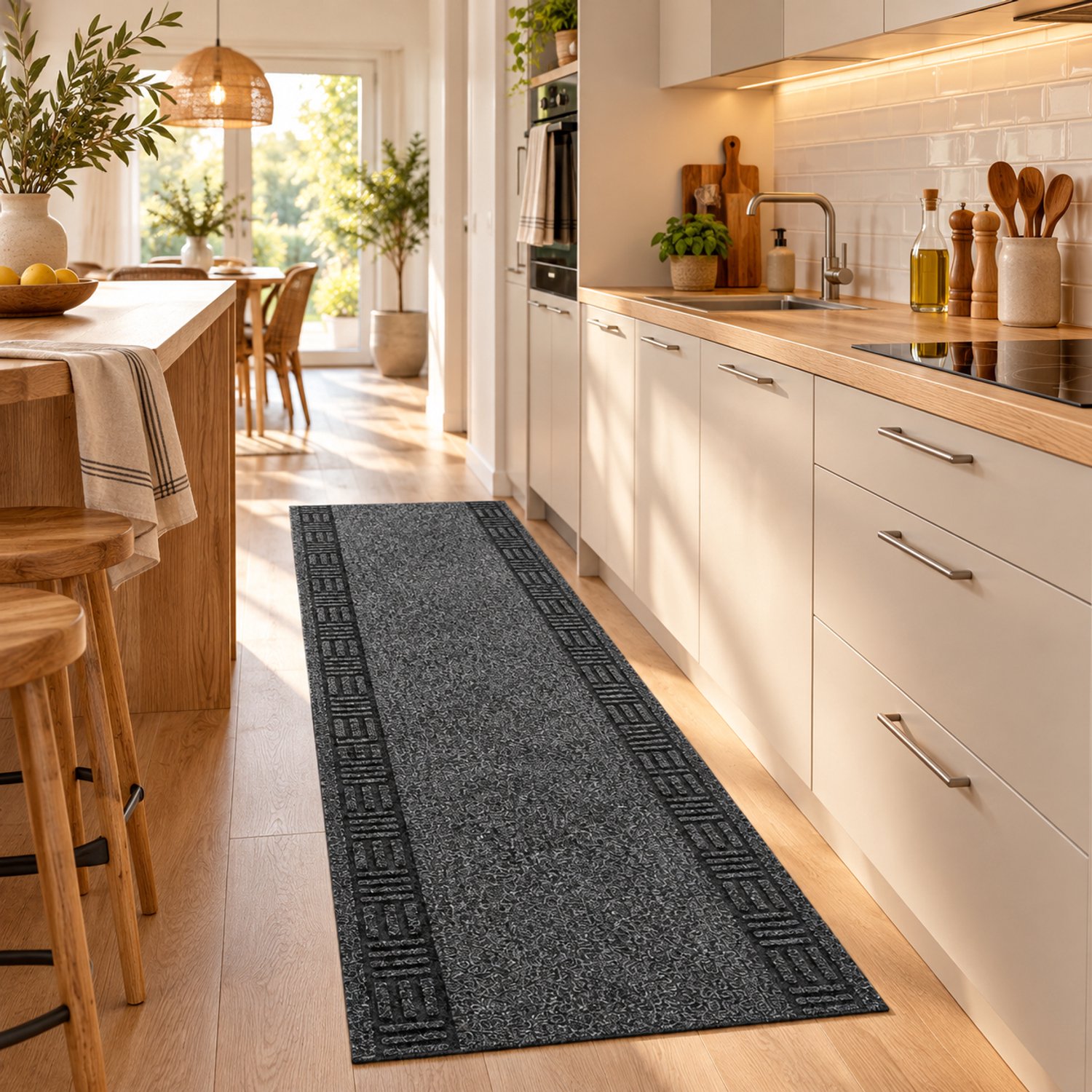 JYG Tapijtloper Monaco Antraciet 66 x 150 cm – Keukenloper Naaldvilt – Antislip – Onderhoudsvriendelijk antraciet - donker grijs